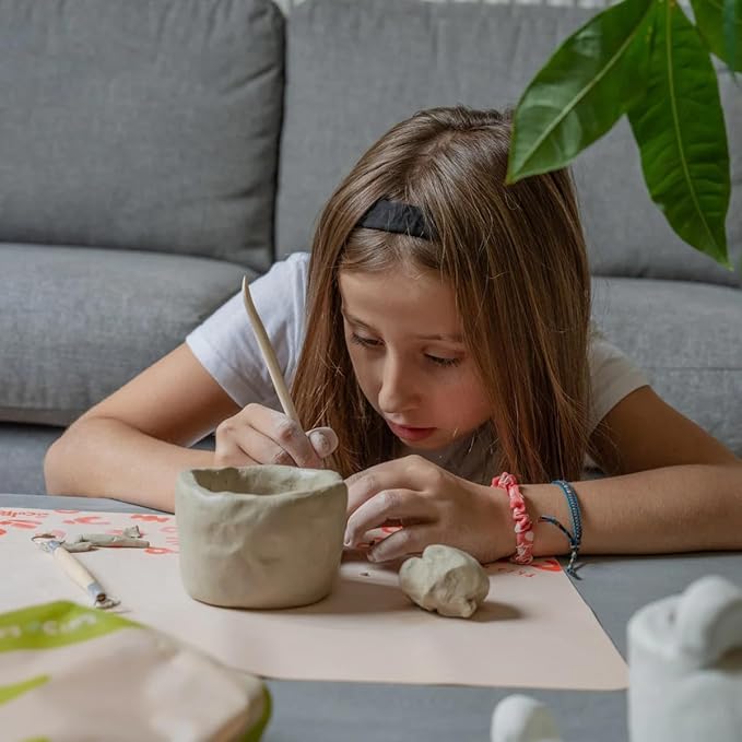 Sculpd - The Original Kids Pottery Kit, Air-Dry Clay Starter Kit for Kids Age 4 to 6, Air Dry Clay with 5 Colour Paint Set, Paintbrushes, Pottery Tools, Clay Cutters, Sponge and Step-by-Step Guide