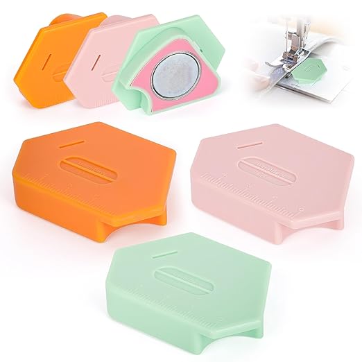 6Pcs Magnetic Seam Guide for Sewing Machine, Multifunctional Polygonal Hemmer Seam Guide with Scale, Universal Quilting Supplies Accessories for Magnet Making Machines