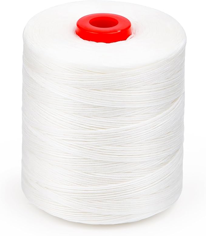 BUTUZE Waxed Thread, 880Yards Leather Thread for Hand Sewing, 210D Flat Waxed Cord Heavy Duty String for Book Binding, Sewing Shoes,Leather Craft, Bracelet Making -White