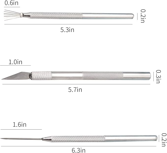 3Pcs Clay Ceramic Needle Tools Pottery Craft Tools Sculpture Feather Pin, Carving Knife and Needle Detail Tools for Pottery Modeling, Carving, Detail Processing