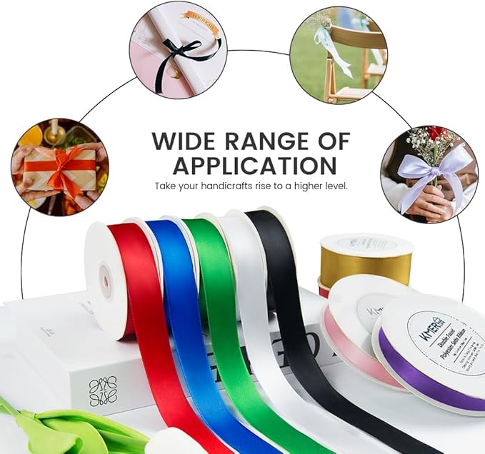 KMER LIFE 3/8 inch x 25 Yards Double Faced Polyester Emerald Green Satin Ribbon, Perfect for Gift Wrapping Very Suitable for Weddings Party Invitation Decorations and More