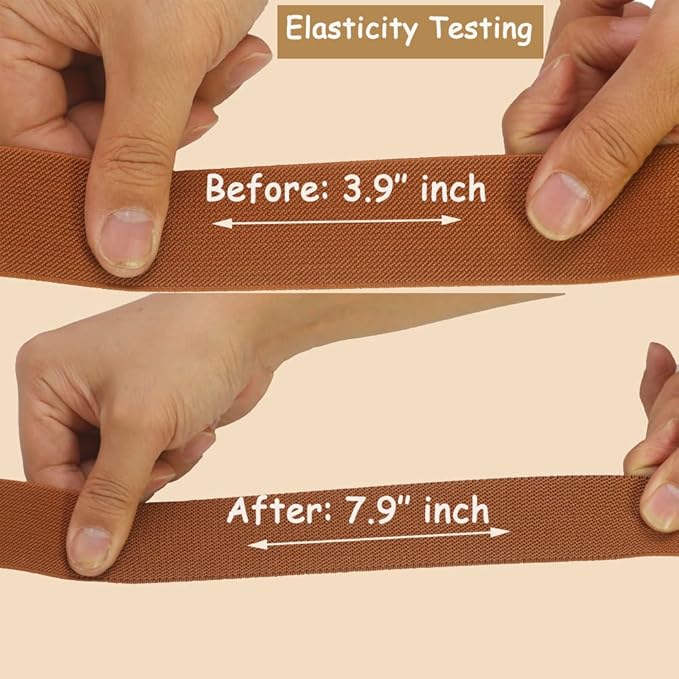 1.5 inch Coffee Wide Elastic Band for Sewing 10 Yards Double-Side Twill Woven Elasitc Stretch Heavy Knit Elastic Waistband for Pants Wigs DIY Crafts & Projects