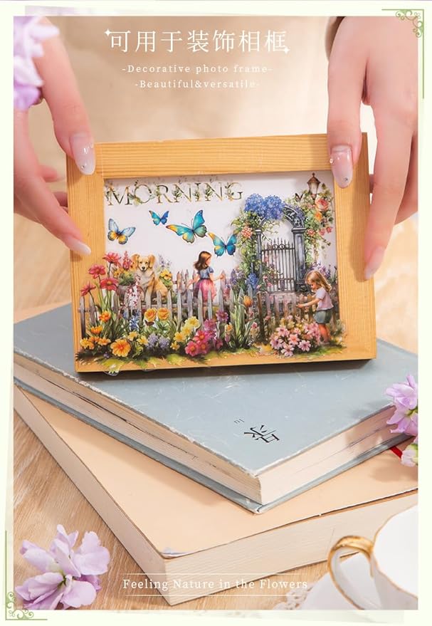 Alideco 20pcs Vintage Scrapbook Stickers Set Flower Butterfly Flower Window Sticker Book for Adults Sticker journaling Stickers for Scrapbooking(huayuanfangzi)