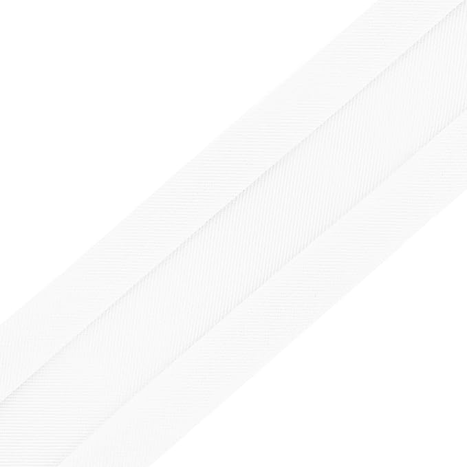 Mandala Crafts 1 1/2 Inch Single Fold Bias Tape for Sewing, Quilting, Piping, Hemming, Blanket & Quilt Binding – 25 Yards White Fabric Seam Binding Tape