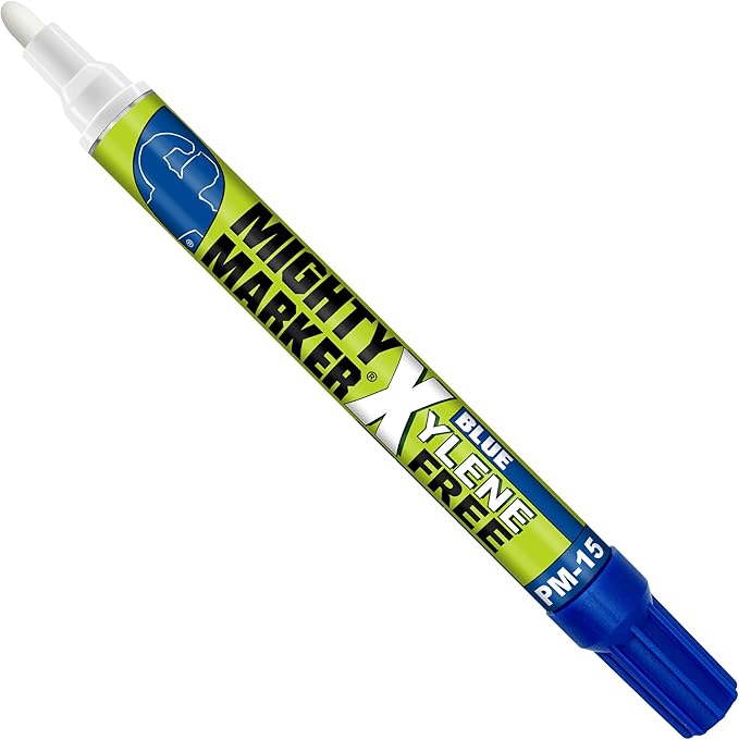 PM-15, Eco-Friendly Paint Marker, Alcohol-Based & Xylene-Free, Waterproof & Permanent, 10ml, 2.3mm Tip, 8 Bonus Tips, Made in USA, Blue 8 Pack