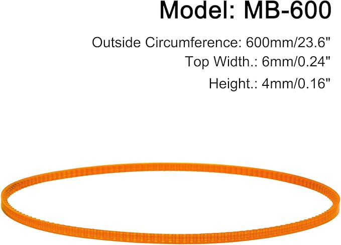 uxcell 4pcs MB Series Standard Sewing Machine Belts MB-600 Motor Drive V Belt, 600mm / 23.6" Outside Circumference