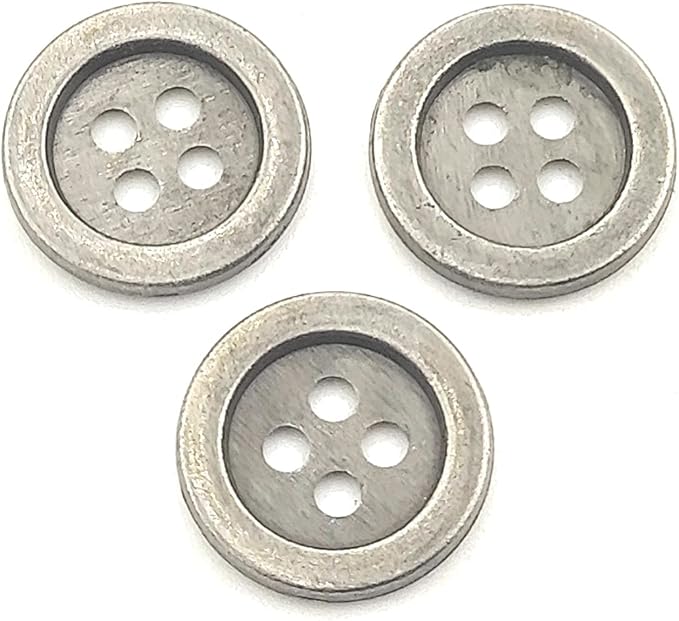 24pcs Metal Buttons Vintage Style Round Buttons 4 Holes Bulk for Clothing DIY Crafts Handmade Buttons Scrapbooking Sewing Decorations 18mm (Antique Silver)