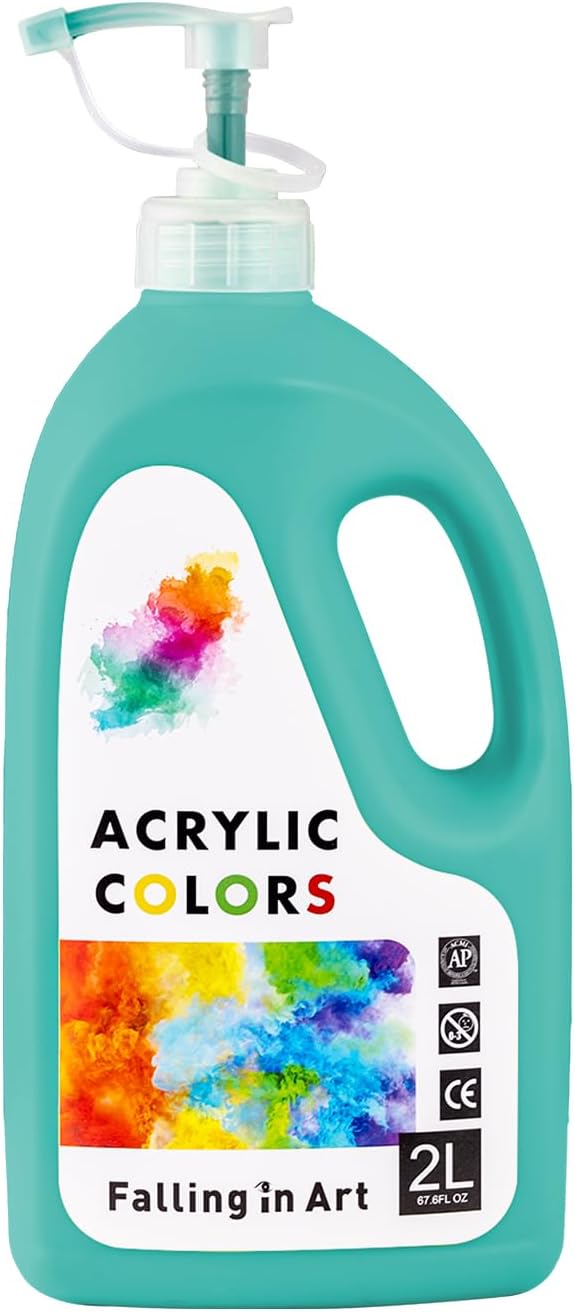 Falling in Art Viridian Green Acrylic Paint, Large 67.6Oz Premium Pouring Acrylic Paint, Perfect for Canvas, Wood, Ceramic, and More