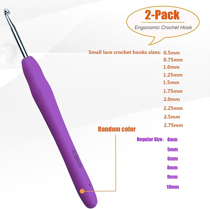 Mdoker 5mm 2PCS Crochet Hook Ergonomic Handle Crochet Hook Needles for Arthritic Hands,Extra Long Crochet Hooks for Beginner Crocheting Yarn(5mm)
