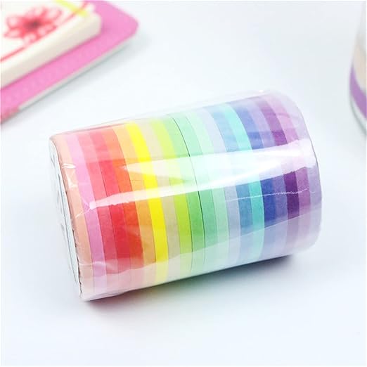 20 Rolls Washi Masking Tape Set, 3mm 110 Yards Colorful Rainbow Pastel Washi Tape Set, Skinny Thin Decorative Colored Washi Craft Tape for Bullet Journal DIY Planner Crafts Scrapbook Designs