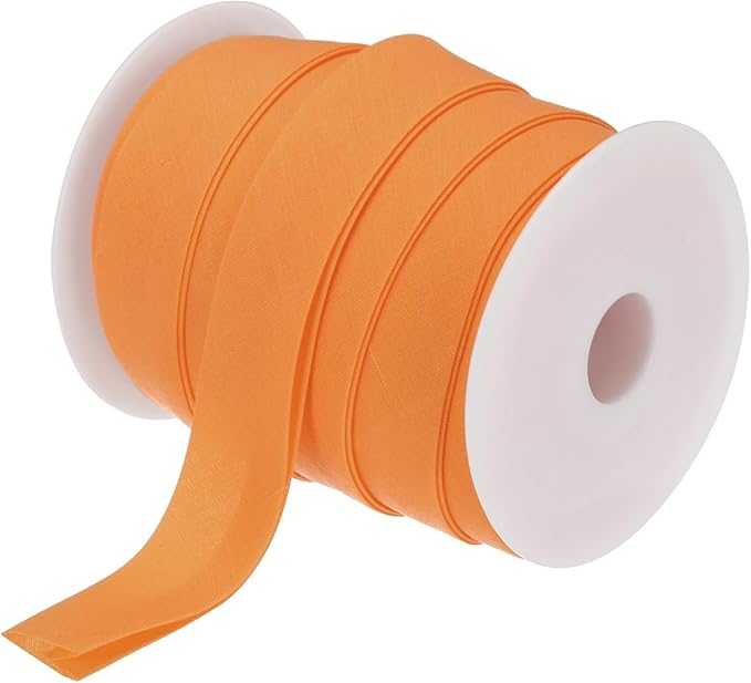 MECCANIXITY 1 Inch Double Fold Bias Tape Polyester Continuous Bulk Bias Tape for Sewing,Seaming Quilting Hemming Binding Crafts (Orange 25 Yards)