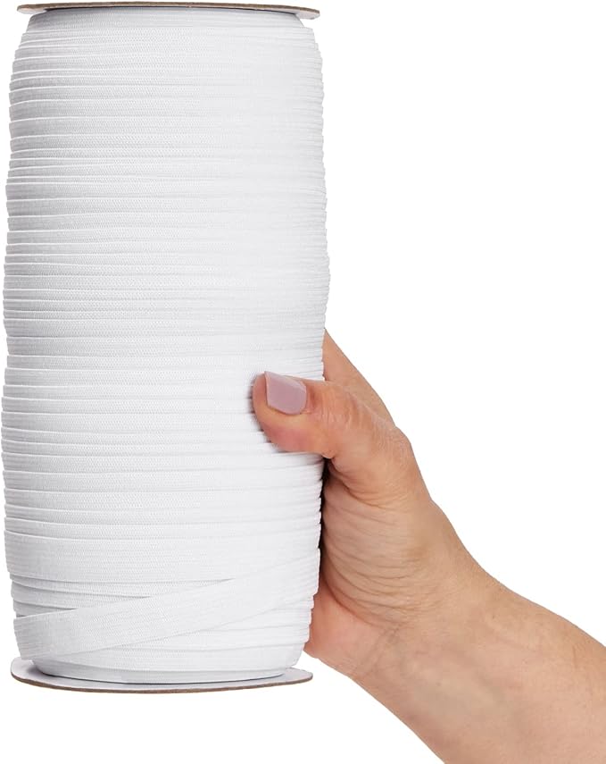 Juvale Elastic Band for Sewing - Half-Inch Knit Band for Waistbands & Half-Inch Elastic for Sewing - Bulk 109-Yard Roll & Craft Supplies - 109 Yds, White