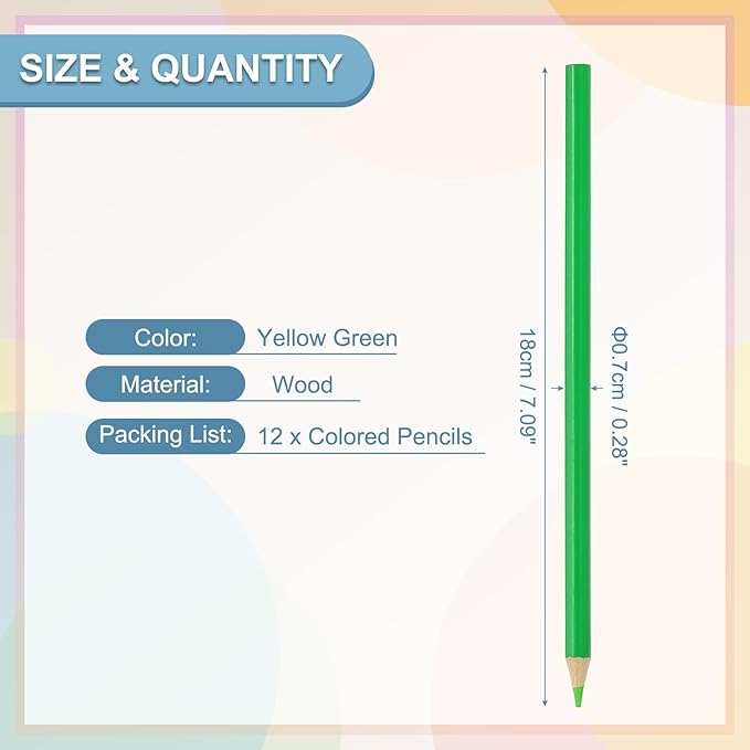 PATIKIL Yellow Green Colored Pencils Set, 12Pcs Oil Color Pencils Wooden Coloring Drawing Pencil for Artists Art Painting