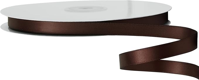 LIUYAXI Brown Double Faced Satin Ribbon, 3/8" X Continuous 25 Yards, Ribbons Perfect for Gift Wrapping Bows Bouquet Wedding Decor DIY Craft and More