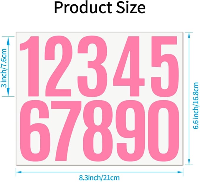10 Sheets Vinyl Mailbox Number Stickers - Self-Adhesive Address Labels for Cars, House Doors, Windows & Metal Mailboxes (Pink, 3 inch)