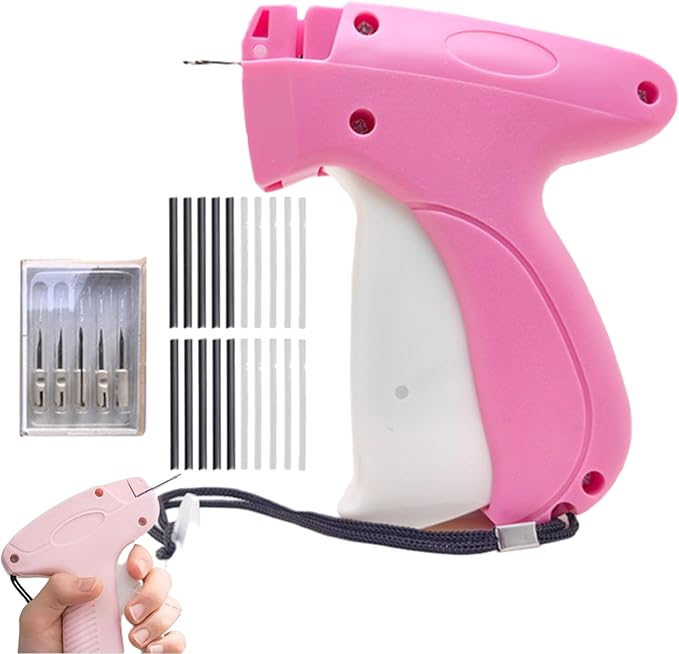 Portable Hemming Tool, Handheld Portable Sewing Machine, Includes 5 Needles, 1000 White Glue Needles& 1000 Black Glue Needles, For Quick Hemming & Repairs (Rose Red)