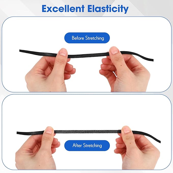 Shappy Elastic for Sewing Knit Elastic Band (1/4 Inch X 44yards,Black and White)