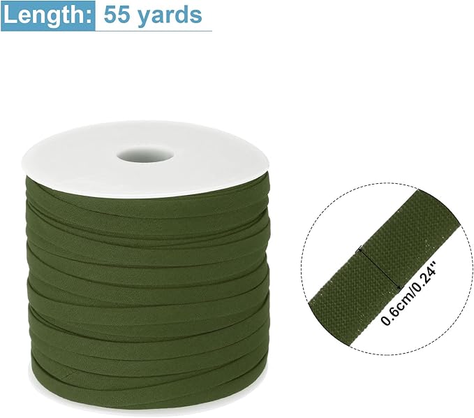 MECCANIXITY 1/4 Inch Double Fold Bias Tape Polyester Continuous Bulk Bias Tape for Sewing,Seaming Quilting Hemming Binding Crafts (Dark Green 55 Yards)