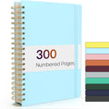 Forvencer A4 Lined Spiral Journal Notebook with 300 Numbered Pages, 11" X 8.5" Thick Journals for Writing with 100GSM Paper, Hardcover Notebooks with Contents for Work, School, Sky Blue