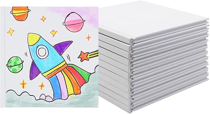 12 Pack White Hardcover Blank Book 5x5 inch, Hardcover Blank Book for Students to Write Stories, Hardcover Sketchbooks Journal（White, 22 Sheets/ 44 Pages Each Notebook）