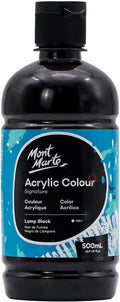 Mont Marte Signature Black Acrylic Paint, 16.9oz (500ml), Semi-Matte Finish, Suitable for Canvas, Wood, Fabric, Leather, Cardboard, Paper, MDF and Crafts