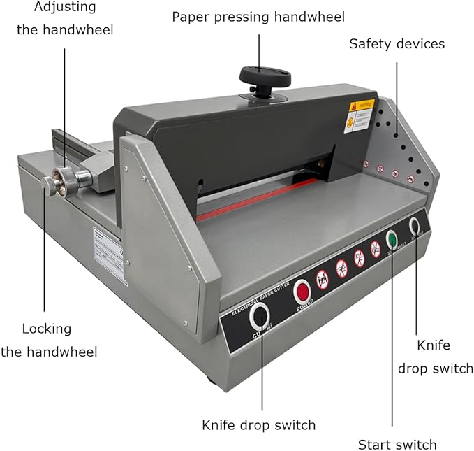 INTSUPERMAI Electric Paper Cutter A4 Desktop Paper Cutter Electric Paper Trimmers 330mm / 13in Paper Cutting Width Manual Pushing Paper with Infrared Safety Sensing for 40mm/1.57in Cutting Thickness
