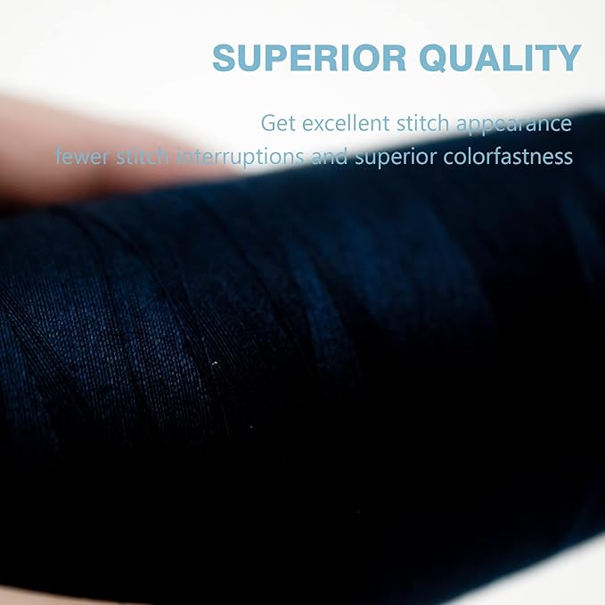 White Black Serger Thread, All-Purpose Thread for Sewing, Polyester, 4 Cones of 3000 Yards Each Spool for Sewing Machine
