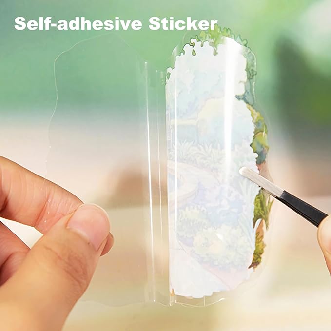 Cottagecore Garden PET Sticker Set, 60PCS Aesthetic Landscape Stickers for Scrapbooking, Journaling, DIY Crafts, and Art Supplies