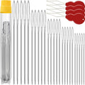 50 Pack Premium Large Eye Needles for Hand Sewing with Needle Threaders, Assorted Sizes, Embroidery Needles for Hand Sewing, Sewing Needles Large Eye, Big Eye Needle