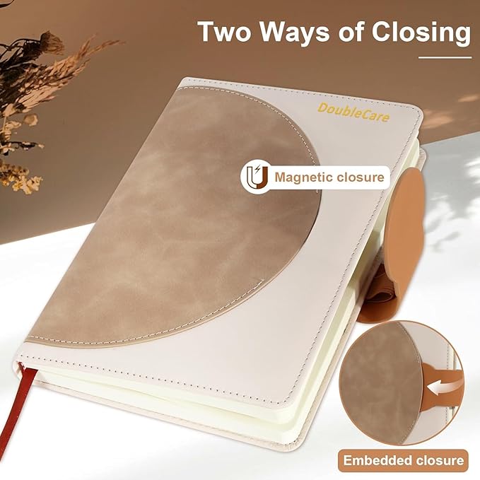 A5 Journal Notebooks, 300 Pages Leather Diary with Magnetic Buckle Closure and Luxury Pen, 80GSM, Lined Notebook for Women and Men, Suitable for Diary, Notes, 5.9 x 8.5 Inches