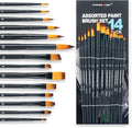 Transon 14pcs Artist Paint Brushes for Acrylic, Watercolor, Gouache, Oil and Hobby Painting Black Color