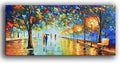 Tyed Art- Contemporary Landscape Art oil painting canvas rainy night street scene hand-painted acrylic frame wall art modern canvas painting living room bedroom office decoration Painting 24x48inch