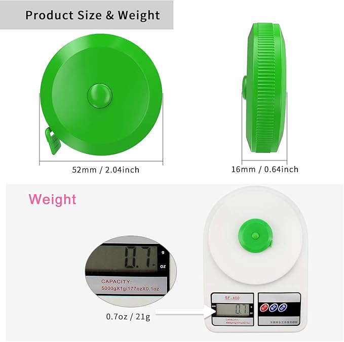 DiCUNO 60-Inch 1.5 Meter Soft and Retractable Tape Body Tailor Sewing Craft Cloth Dieting Measuring Tape (3 Pcs of Green with Soft Tape)