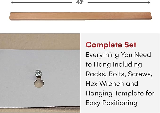 Precision Quilting Tools Wooden Quilt Hanger Rack - 48 Inch Wall Tapestry Hangers with Knob-Less Clamp Design for Quilts, Rugs, and Textiles - Light-Stained Beechwood for Elegant Home Display
