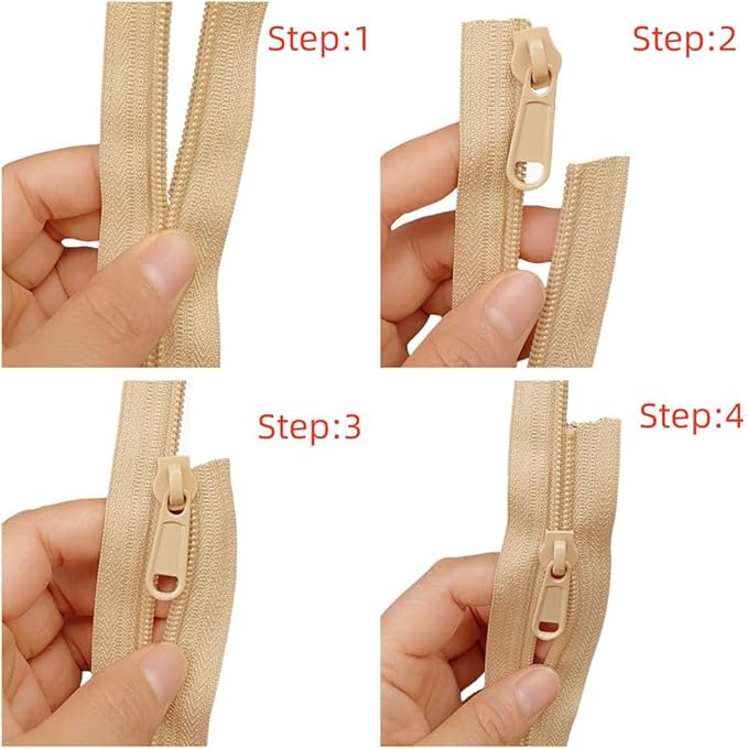MebuZip #5 Nylon Coil Zippers by The Yard Bulk Zipper Roll Zipper Tape 10 Yards with 25pcs Pulls for Sewing Tailor DIY Craft Bags Pillows (Beige 10Yards)