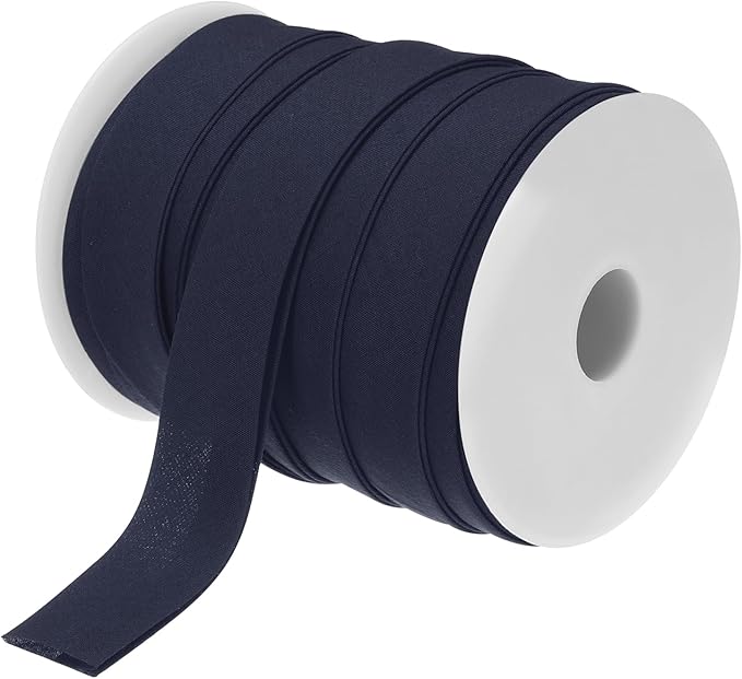 MECCANIXITY 1 Inch Double Fold Bias Tape Polyester Continuous Bulk Bias Tape for Sewing,Seaming Quilting Hemming Binding Crafts (Navy Blue 25 Yards)