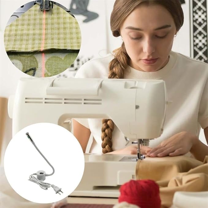Magnetic Positioning Quilting Light for Sewing Machine, Red Guide Line Tool, Sewing Light Straight Stitch Seam Guide, With Adjustable Dot/Straight Line/Crosshair Projection (2Pcs, Crosshair)