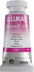 Lukas 1862 Aquarell Artists' Watercolor Tubes, Ruby Red 24 ml - Vibrant Professional Grade Watercolor Paint - Easy-to-Wet, Intense Color, Long-lasting - Ideal for Professional Watercolorists
