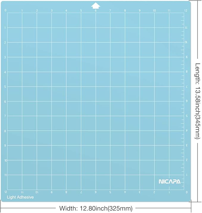 Nicapa Cutting Mat for Silhouette Cameo 3/2/1 (Light-Grip,12x12 inch 3pack) Adhesive&Sticky Non-Slip Flexible Square Gridded Blue Cut Mats Replacement Accessories Set Matts Vinyl Craft Sewing