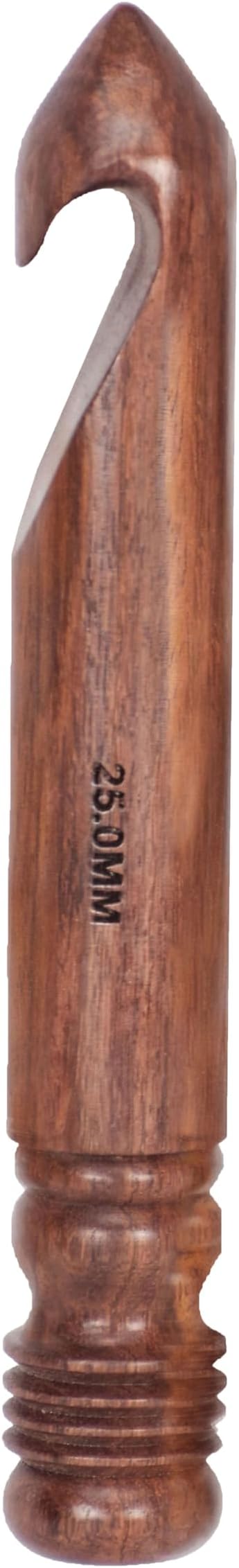 Wooden Crochet Hook | Knitting Needle with Ergonomic Soft Grip Handles | Handcrafted Crochet Hook Set | Indian Rosewood Crochet Hook with Engraved Size (25 mm)
