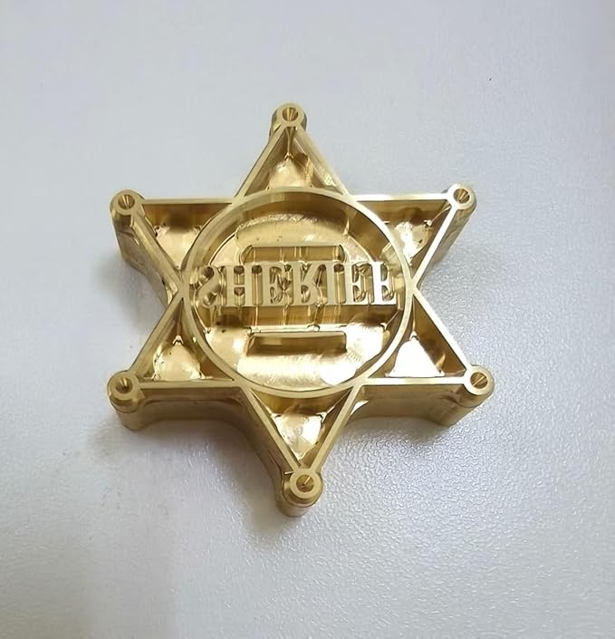 1 1/2" Sheriff Badge Branding Iron, Brass Branding Iron Stamp for Woodworking Leather Hats, Custom Logo Brander for Steak Burger BBQ Grilling