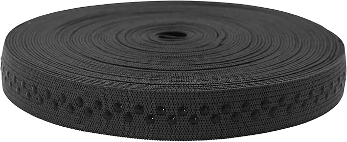 Mandala Crafts 0.5 Inch Elastic Silicone Gripper Tape for Clothing - 10 Yds Dotted Non Slip Elastic Band for Sewing - Black Silicone Flat Fabric Stretchy Ribbon Straps