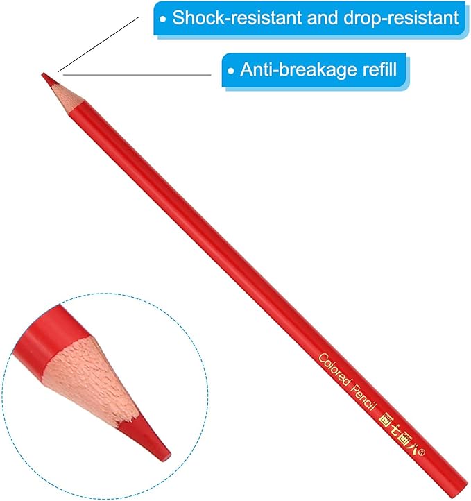 PATIKIL Red Colored Pencils Set,20 Pcs Oil Color Pencils Wooden Coloring Drawing Pencil for Artists Art Painting