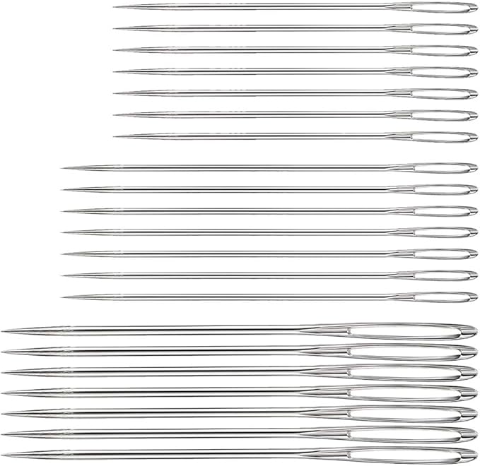 Hekisn Large Eye Sewing Needles, Sewing Needles, Stainless Steel Embroidery Thread Needle, Handmade Yarn Knitting Needles Leather Needle (21 Pieces)