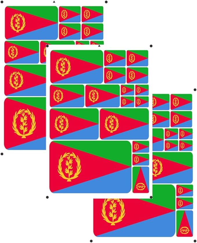 vmcoatdu Eritrea Eritrean Flag Laser Printing Sticker 3 Pcs Decal in Multiple Sizes Stickers (Green Eritrea)