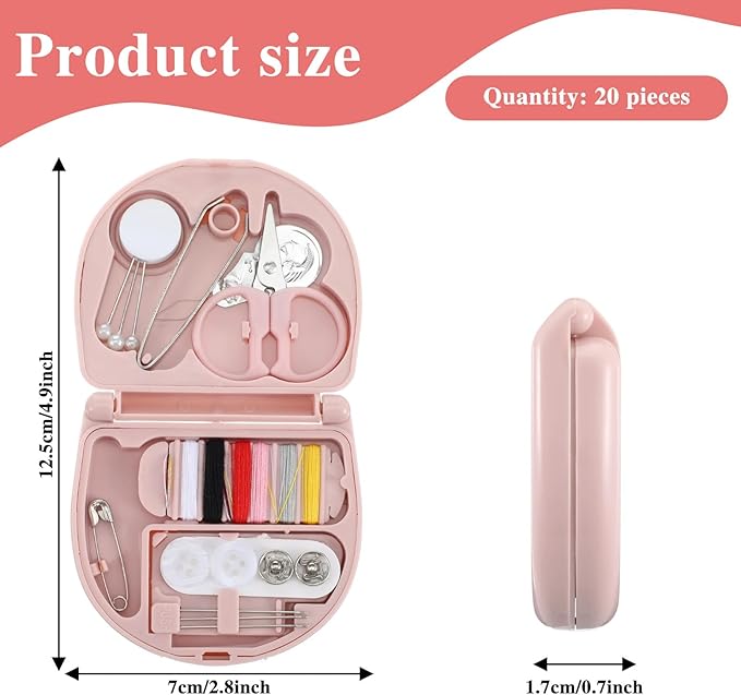 Lemecima 20 Pieces Mini Travel Sewing Kit Basic Portable Emergency Sewing Repair Kit in Bulk with Threads Scissors Needles for Beginner Traveler Hotel Charity Homeless