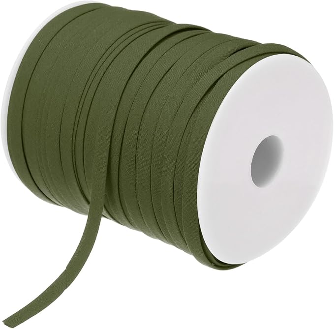 MECCANIXITY 1/4 Inch Double Fold Bias Tape Polyester Continuous Bulk Bias Tape for Sewing, Seaming Quilting Hemming Binding Crafts (Dark Green 100 Yards)