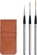 3pcs Elegant Watercolor Brushes - Travel Kit with Leather Pouch Perfect for Watercolor Gouache Ink Painting，Long Lines, Thin Details, Fine Drawing Sizes