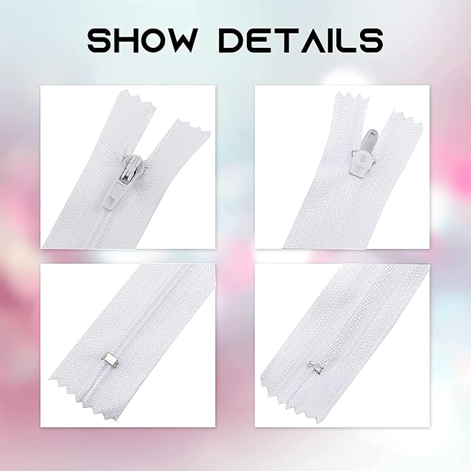 Zippers for Sewing, DOITEM 24 pcs 15cm/6 Inch Multicolor Nylon Coil Zippers for Sewing and Crafts 24 Colors