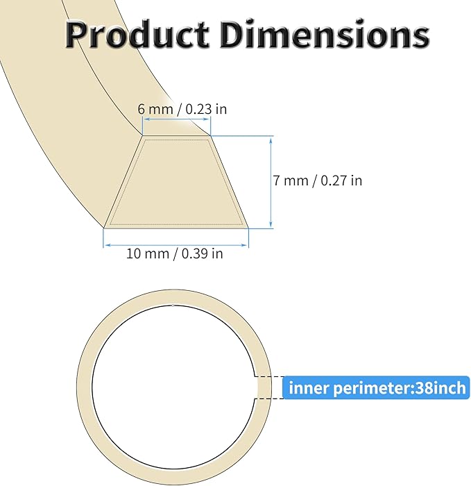FOCMKEAS 2 Pcs M38 Industrial Sewing Machine Belt Inner Perimeter 38 inch Rubber Triangle V-Belt Treadle Sewing Machine Replacement Belts for Drive Systems in Textile, Printing Equipment Industries